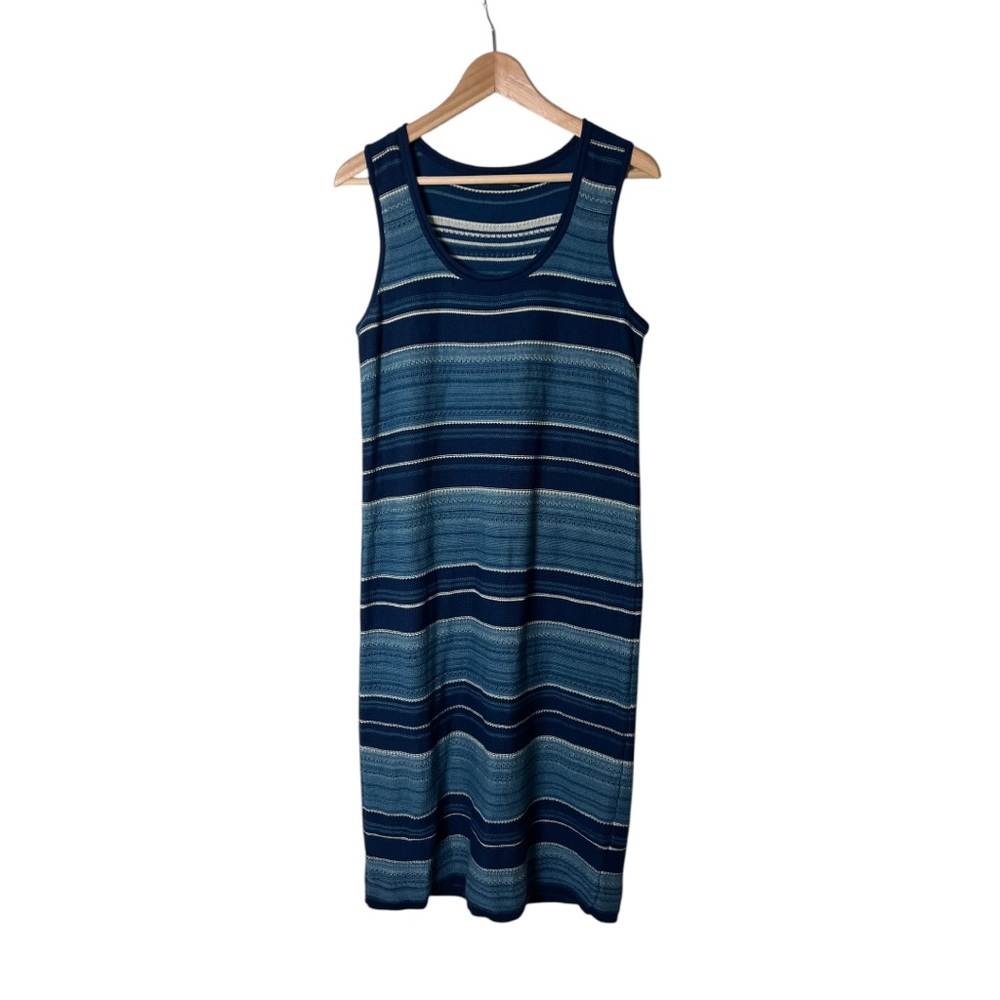 Lauren Ralph Lauren Southwestern Blue Knit Striped Maxi Tank Dress L 2130